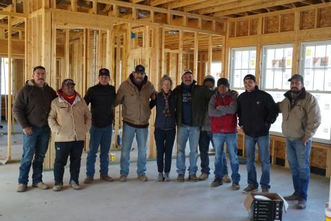 Karen with the framing crew